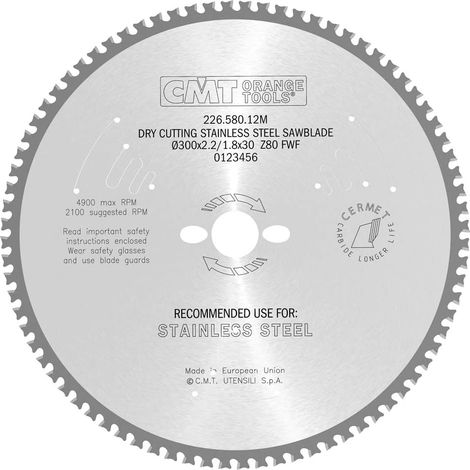 226.580.12M LAME CIRCULAIRE POUR ACIER INOXYDABLE HW 300X2,2/1,8X30 Z80 FWF