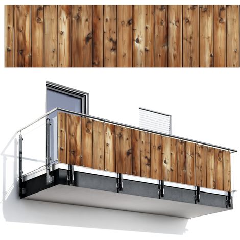 BRISE-VUE POUR BALCON Bois - Etagères - Marron 300x85 cm (1/4)