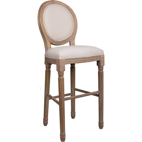 Taburete de madera color crema52x46x116