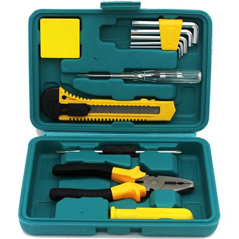 Coffret d'outils, 12 pièces, outils à main portables avec boîte de rangement, outils ménagers de base (1/4)