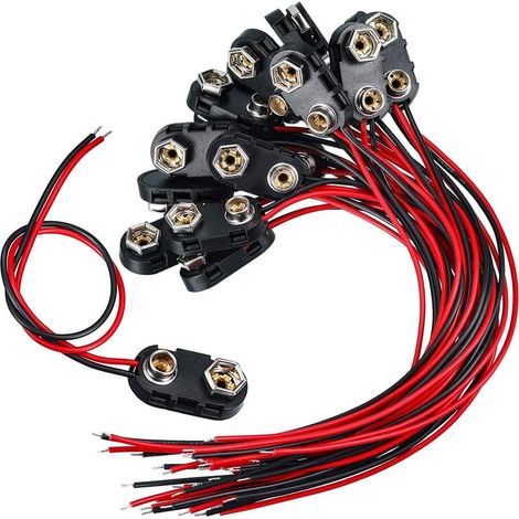 20 Pièces Connecteurs à Clip de Batterie 9V, Fiche Pile 9V, Clip de Batterie en Plastique de Type I Connecteur à Pince de Batterie PP3 avec Câbles de 150 mm (1/5)