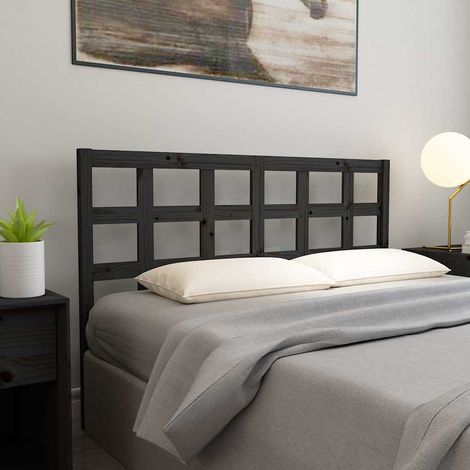 vidaXL Cabecero de cama madera maciza de pino negro 145,5x4x100 cm (1/5)