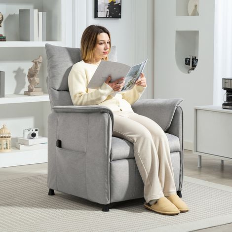Fauteuil relax électrique avec fonction mémoire. repose-pieds rétractable. télécommande. gris