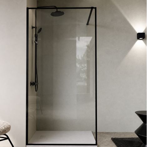 Parete per doccia 100x200cm - Vetro temperato 5mm - Struttura nero opaco - DARK CONTOURING