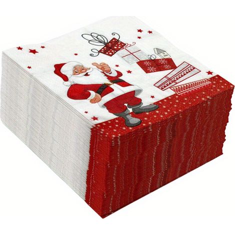 200 serviettes de Noël jetables – Idéales pour les fêtes de fin d'année, les repas de style occidental et les anniversaires (1/4)