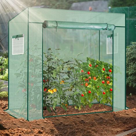 Randaco Gewächshaus Foliengewächshaus Tomatengewächshaus 200 x 80 x 173/143cm (LxBxH), Grün