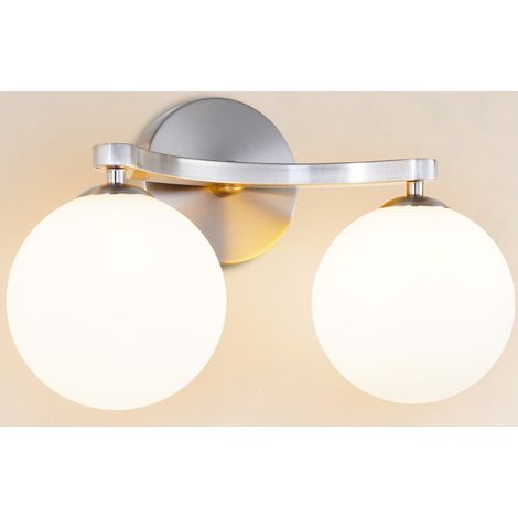 Applique murale moderne pour salle de bains,Lampe de lavabo à double douille G9 Couleur Chrome (1/5)