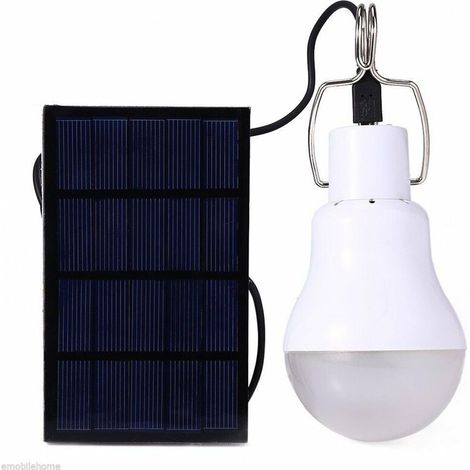 VURAHOME - Lampe solaire portable à ampoule LED à énergie solaire avec panneau solaire pour jardin, terrasse, intérieur, extérieur, randonnée, camping, tente, éclairage de pêche (1/5)