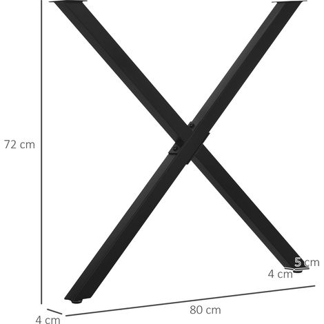 Pieds de table X 2 pièces en acier pour table à manger, bureau et table basse, noir, 72 cm, robustes et modernes (1/5)