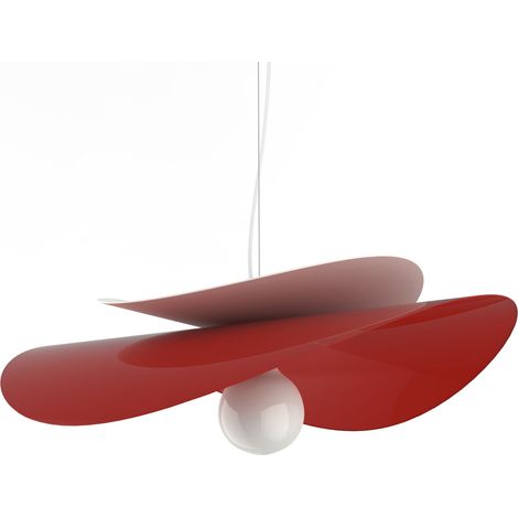 LUMICOM REFLEX Sospensione, 1X E27, max 42W, metallo, rosso lucido/bianco, D.60cm (1/3)