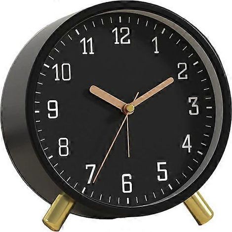 Réveil SHISEDECO avec rétroéclairage Horloge de chevet analogique silencieuse 4,5 pouces avec chiffres arabes Fonctionne sur piles Bouton rond (1/5)