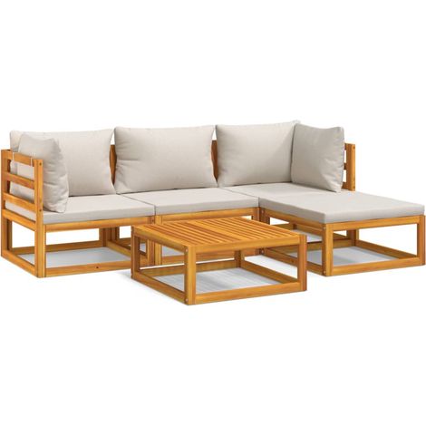 Maison Exclusive - Set Salotto Giardino 5pz Cuscini Grigio Chiaro Legno Massello