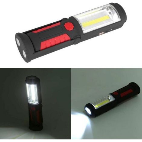Lampe De Travail LED - 650 Lm - 3 W - COB - Batterie Rechargeable 2200 MAh - Base Magnétique Rotative 180° - Crochet Pivotant 360° - Pour Atelier Garage Auto (1/5)
