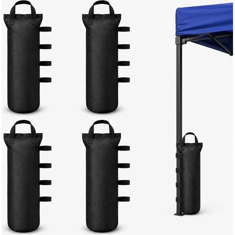 4 Pièces Sac de Lestage pour Tonnelle, Poids pour Tonnelle en Tissu Oxford 800D, Sac de Sable pour Pied de Tente, Auvent, Parasol et Jardin, Noir (1/5)