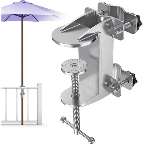 BeneLabel Support pour Parasol De Terrasse Réglable, Support de Parasol pour Balcon Support de Fixation pour Parasols Umbrella Clamp Stand Gain de Place pour Mât Max 5.5cm, Poteau Rambarde de 10cm
