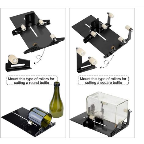 Set coupe-bouteille 5 roues avec papiers abrasifs réglable outil de découpe bricolage pour bouteilles carrées rondes (1/5)