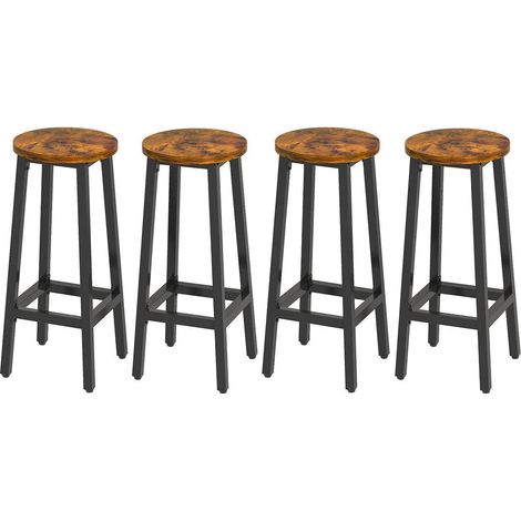 4er Set Barhocker mit Holzoptik und Metallrahmen, Industriestil, 70 cm Höhe (1/5)