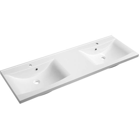 Sapho Lucia - Lavabo doppio da mobile 150x48 cm, con troppopieno, 2 fori per miscelatore, bianco 50154