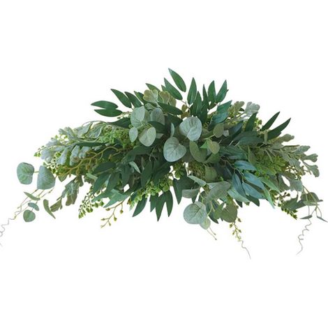 Guirlande décorative artificielle en feuilles d'eucalyptus mélangées, branchages et verdure, artisanale pour porte d'entrée, arche de mariage, fête, mur, maison, jardin (1/3)