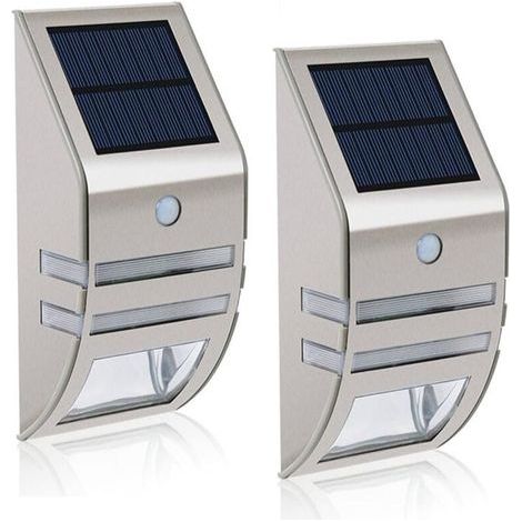 Lampe Solaire - Détecteur De Mouvement 180° - Étanche IP65 - Applique Murale Extérieure En ABS - Pour Jardin Terrasse Chemin - Lot De 2