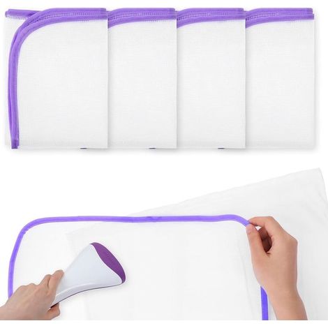 Lingettes de repassage à la vapeur (lot de 4, 60 x 40 cm) - Repassage facile, évite les brûlures - Tapis de repassage en tissu mesh, adapté au repassage sur table.