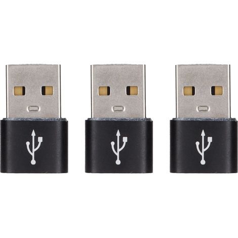 3 Adaptateurs USB Mâle vers USB-C Femelle en Métal - Compatible PC Portable et Téléphone (Blanc) (1/5)