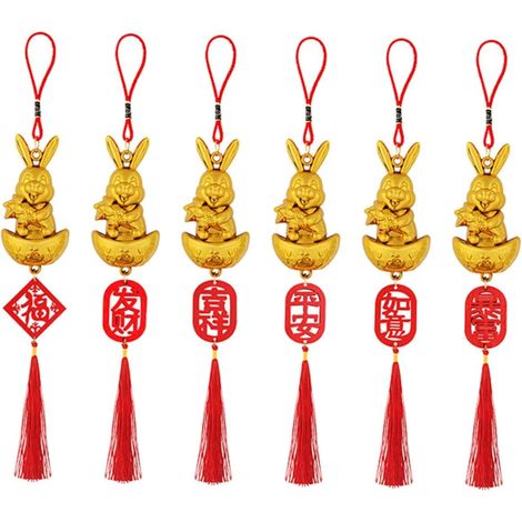 Lot de 6 décorations suspendues Yuanbao pour le Nouvel An chinois (printemps) (1/5)