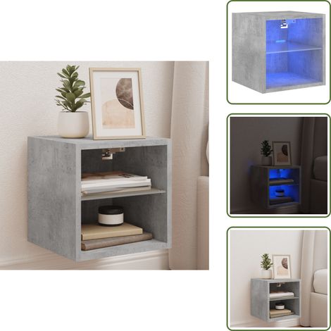 The Living Store Meuble TV mural avec lumières LED gris béton 30x28,5x30 cm - Meuble Tv Mural - Armoire Tv - Éclairage Led Rgb - Rangement Mural - Design Moderne (1/5)