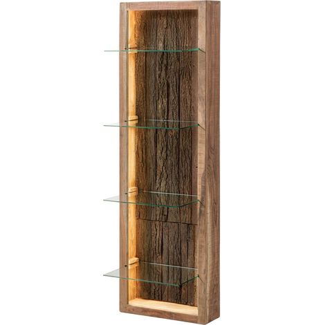 Hängevitrine Akazie 45x30x145 natur lackiert BARK 104