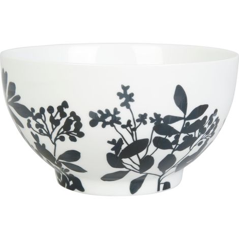 Bol 61 cl Porcelaine - Collection OMBRES BUCOLIQUES - Ø 13 cm H 7 cm - Coloris Blanc, décor Noir