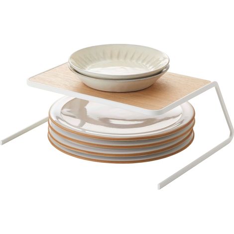 YAMAZAKI Riser Piatto Organizzatore da Cucina, Acciaio, Bianco (1/4)