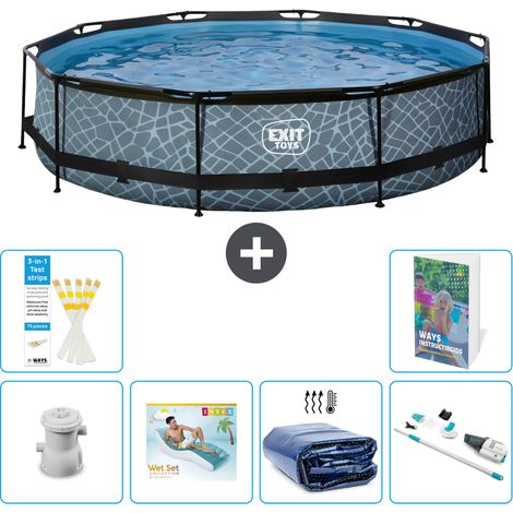 Exit Pool Rund - Steinoptik - 360x76 cm - 7-teilig S261