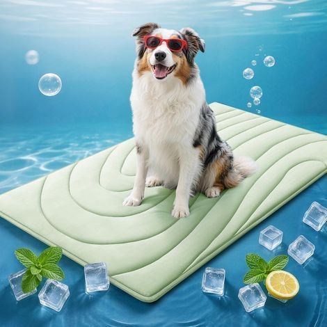 Tapis rafraîchissant haut de gamme pour chiens – 121.9 x 71.1 cm – Tapis auto-rafraîchissant pour grands chiens. antidérapant et lavable