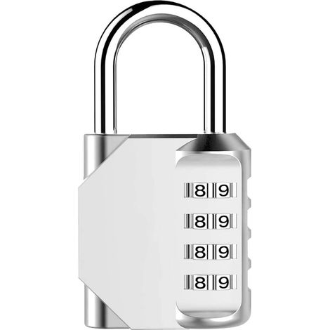 Cadenas à combinaison, cadenas robuste à code, cadenas à combinaison réinitialisable avec anse en acier, verrous de sécurité pour extérieur, moraillon d'armoire (1 paquet argenté)