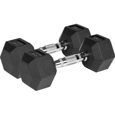Mancuernas de hierro fundido recubiertas de goma HEX 2x5kg Juego hexagonal Rebel 10kg sólido (1/4)
