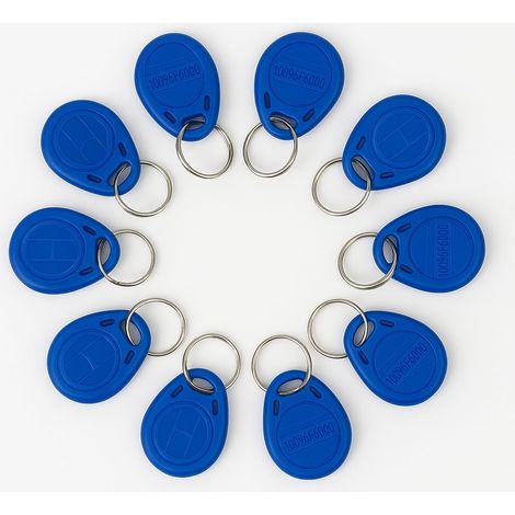 RFID Porte-clés pour système de contrôle d'accès Porte-clés Carte jeton étiquette 125KHz TK4100 EM4100 Bleu 10 pièces (1/5)