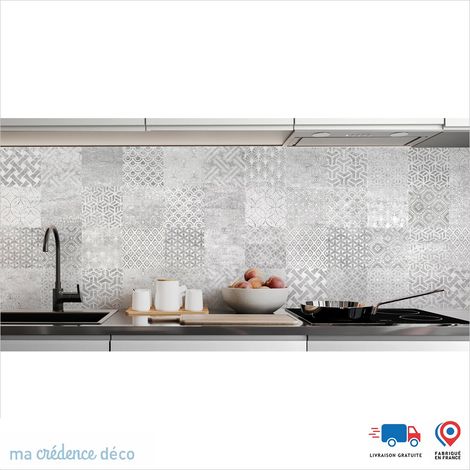 Crédence : Carreaux ciments antique gris - Alu composite - 120 - 60 (1/3)