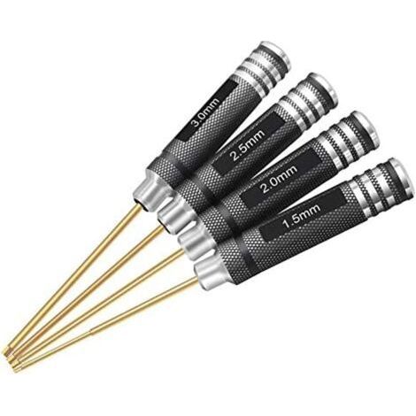 Lot de 4 tournevis hexagonaux 1,5 mm, 2,0 mm, 2,5 mm, 3,0 mm, kit d'outils pour multi-axes FPV Racing Drone RC Quadcopter hélicoptère modèles de voiture (1/5)