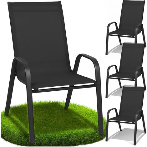 Schwarzer Metall-Gartenstuhl, Terrasse, Balkon, Sessel, Terrasse, robust, 4 Stück. (1/5)