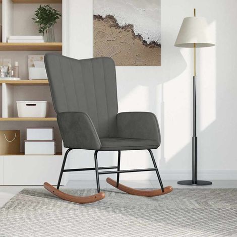 vidaXL Silla mecedora de terciopelo gris oscuro (1/5)