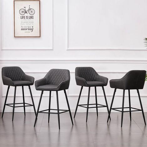JYMTOM Set di 4 sgabelli bar in pelle, seduta imbottita, gambe in metallo, sgabello. sedie da pranzo, barre, gambe in metallo