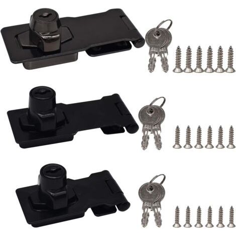 Lot de 3 cadenas à verrouillage en alliage de zinc avec cadenas et clé pour portes, placards et tiroirs. (1/5)