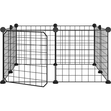 Cage,Enclos pour animaux de compagnie à 8 panneaux et porte Noir 35x35 cm -43968 (1/5)