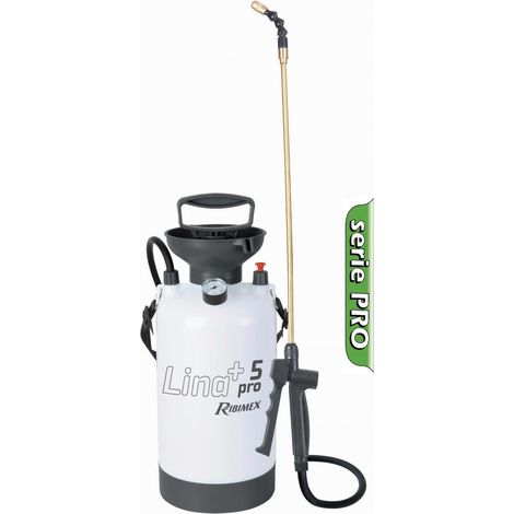 Ribimex – Pulvérisateur 5L PRP053P – Manomètre et lance laiton – Soupape de sûreté 2,8 bars – Tuyau caoutchouc 1,20 m pour accès difficile (1/3)