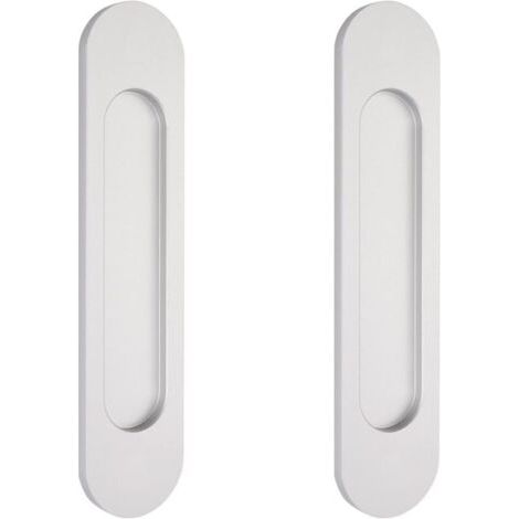 2 poignées de porte coulissantes ovales argentées de 15 cm autocollantes, poignées de porte affleurantes en aluminium, pour portes de grange coulissantes, fenêtres et placards sans perçage