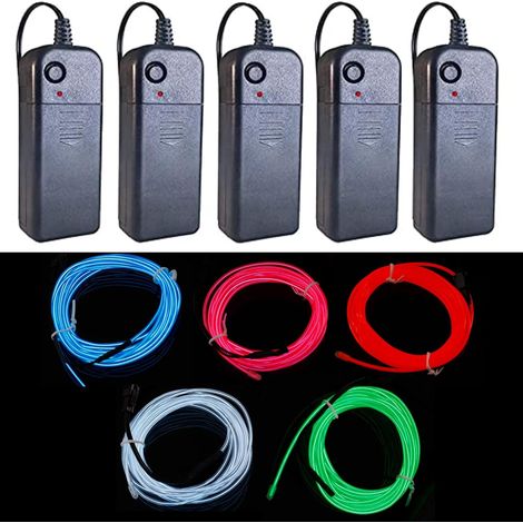 2m Neon Light Wire,5 Colors,Halloween Decoration,For Costume,Atmosphere Light Strip,Interior Modification Atmosphere Light Strip,White,Pink (1/5)