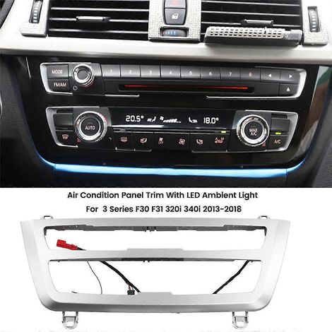 Garniture de panneau de climatisation automobile avec éclairage d'ambiance LED argenté pour 3 voitures (1/5)