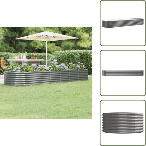 Hochbeet Pulverbeschichteter Stahl 296x80x36 cm Grau - Hochbeet - Pflanzenbehälter - Gartenmöbel - Stahltanks - Outdoor Dekoration (1/5)