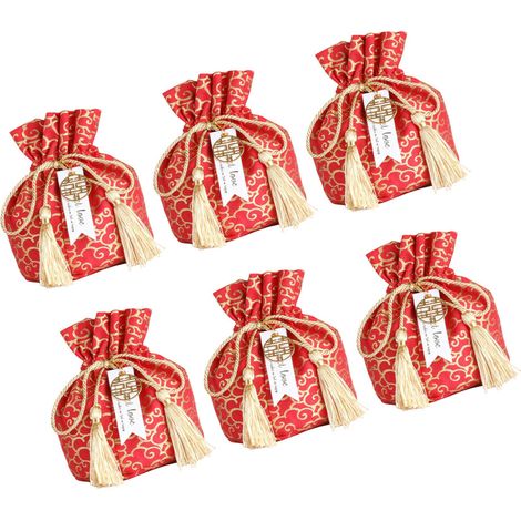 Sacchetti per caramelle da matrimonio in velluto - Motivo grande nuvola rossa