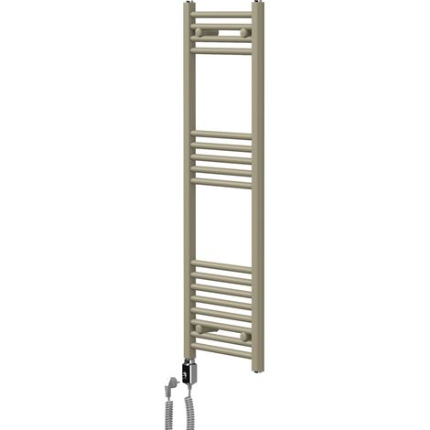 LuxeBath Termoarredo Scaldasalviette Sahara 400x1200 mm Elettrico Beige, Radiatore da Parete con Resistenza da 600W Cromata, Portasciugamano con Design Moderno, Calorifero Dritto con Attacco Laterale (1/5)